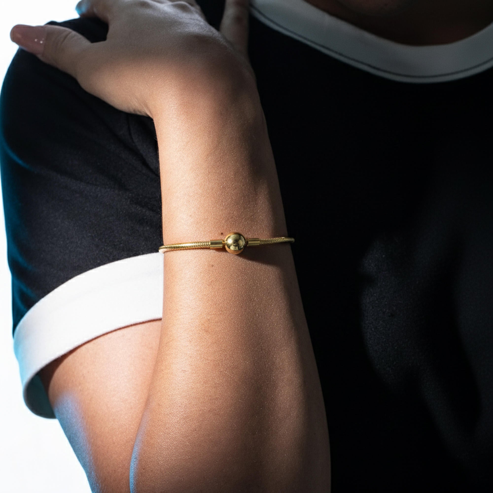 Pulsera cola de raton con broche de bola 18cm