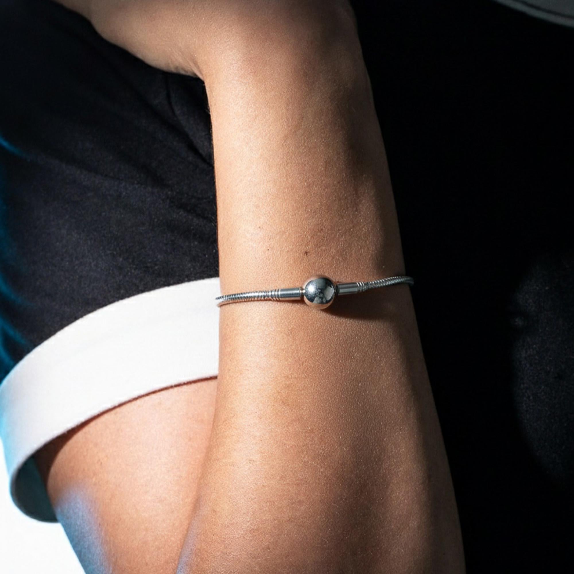 Pulsera cola de raton con broche de bola 18cm