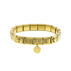 Brazalete flexible italiano con cruces medalla san benito 9mm