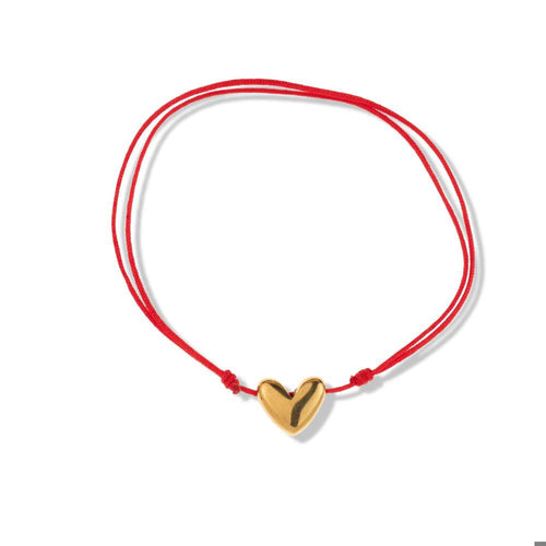 Pulsera hilo ajustable rojo con corazon 10mm