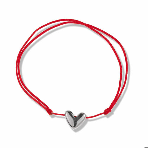 Pulsera hilo ajustable rojo con corazon 10mm