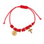 Pulsera hilo ajustable rojo cruz medalla san benito 6mm