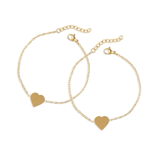 Set de pulseras con corazon liso 18-21cm