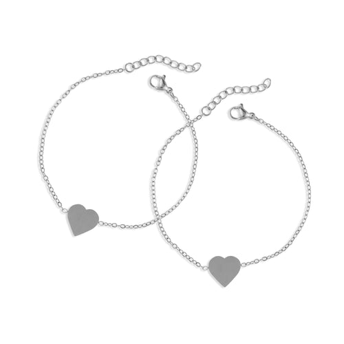 Set de pulseras con corazon liso 18-21cm
