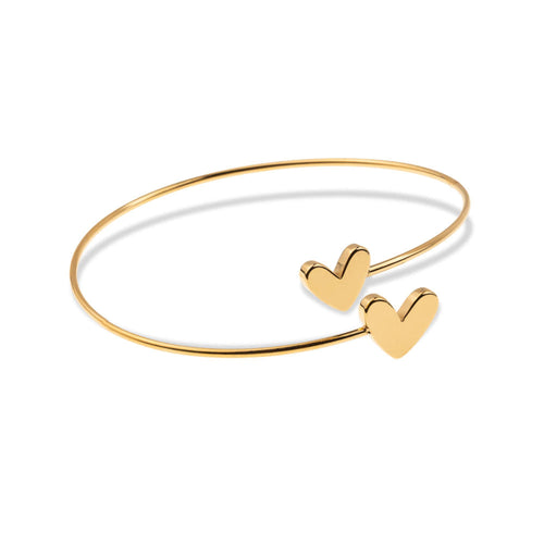 Brazalete tubular corazon doble liso 22mm