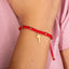 Pulsera hilo ajustable rojo cruz balin liso 4mm