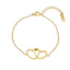 Pulsera con silueta de corazones entrelazados 17cm DORADO