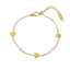 Pulsera de corazones lisos con perlas 17cm DORADO