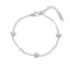 Pulsera de corazones lisos con perlas 17cm PLATEADO