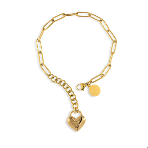 Pulsera eslabones con candado de corazon true love 17-20cm