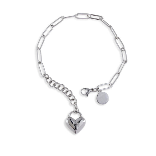 Pulsera eslabones con candado de corazon true love 17-20cm