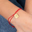 Misterio ajustable hilo rojo medalla cuadrada San Benito 3mm