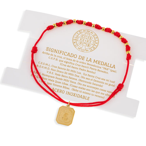 Misterio ajustable hilo rojo Medalla de San Benito 3mm
