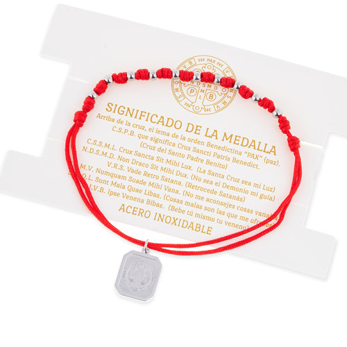 Misterio ajustable hilo rojo Medalla de San Benito 3mm