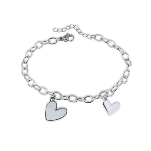 Pulsera de corazones con madre perla 17-20cm