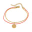 Pulsera doble hilo y balines medalla  san benito 17-21cm