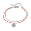 Pulsera doble hilo y balines medalla  san benito 17-21cm