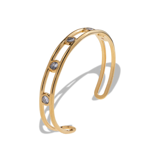 Brazalete ajustable doble con cristales biselados 8mm