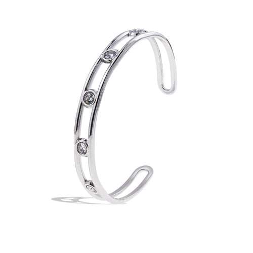 Brazalete ajustable doble con cristales biselados 8mm