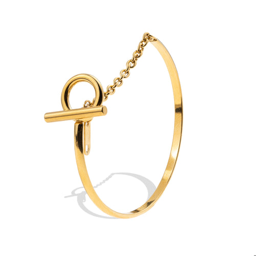 Brazalete liso con cadena y broche t 19cm