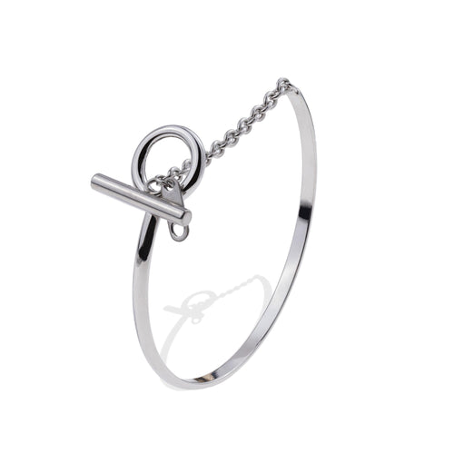 Brazalete liso con cadena y broche t 19cm