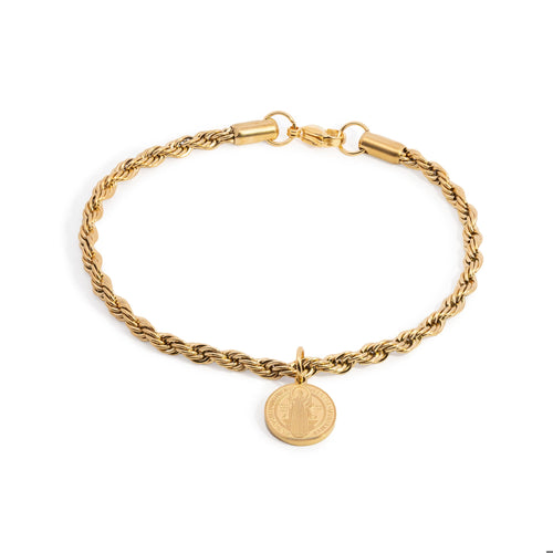 Pulsera torzal con Medalla de San Benito 21cm
