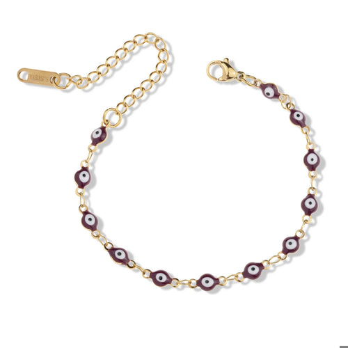 Pulsera de ojitos 4mm ciruela 15-20cm