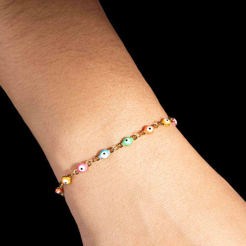 Pulsera de ojitos 4mm multicolor 15-20cm
