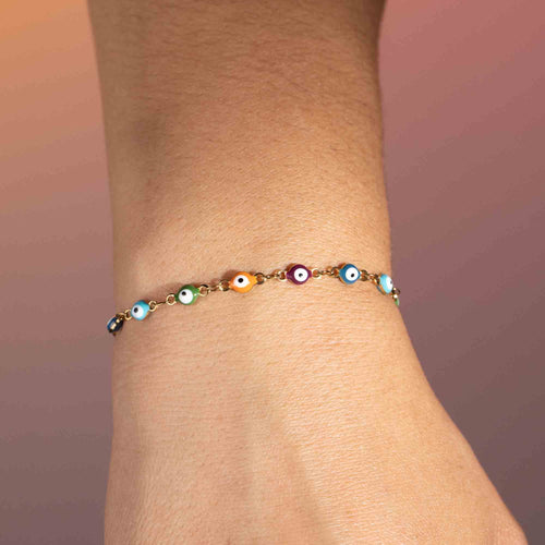 Pulsera de ojitos 4mm multicolor 15-20cm