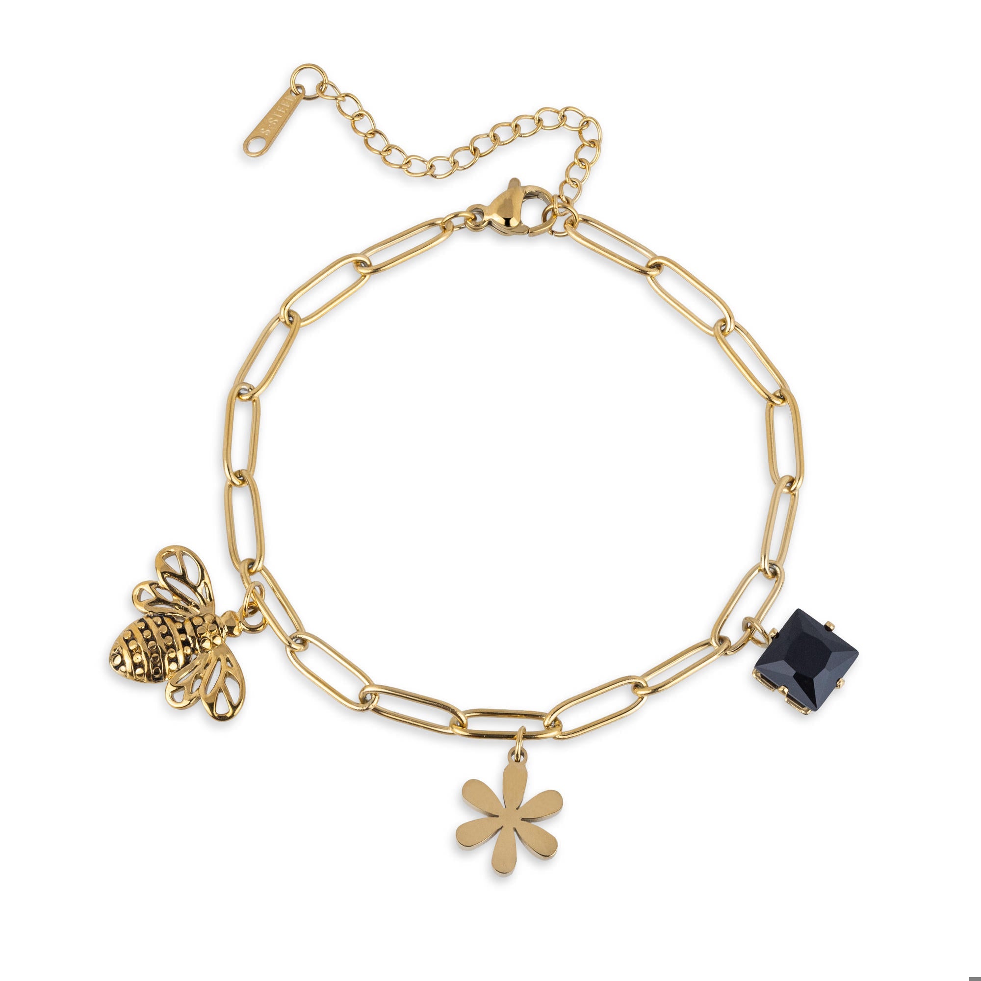 Pulsera de abeja flor y cuadro con cristal 18-23cm