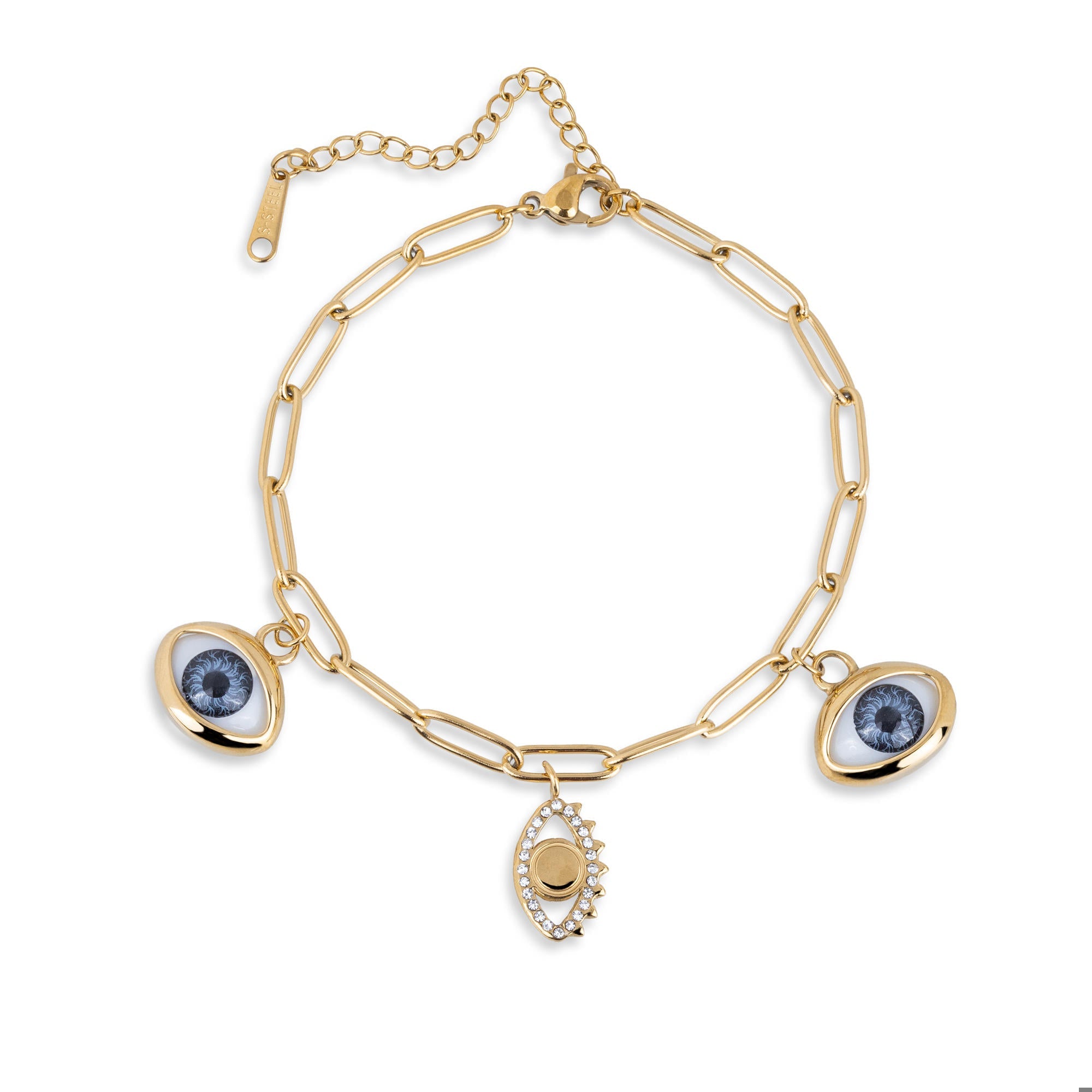 Pulsera de ojo turco con cristales 18-23cm