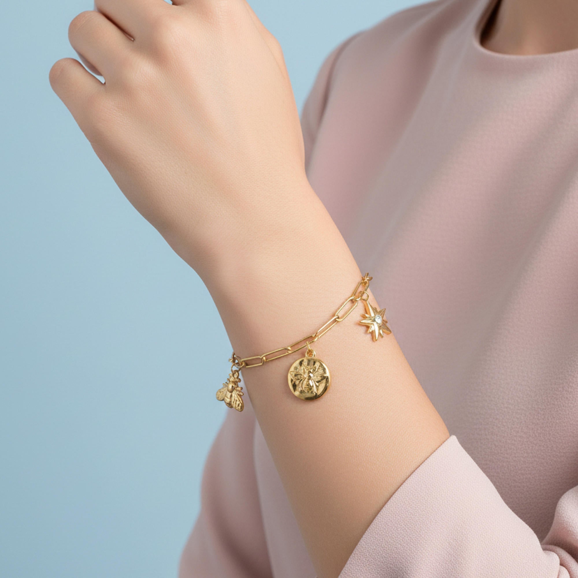 Pulsera de abeja y estrella con cristal 18-23cm