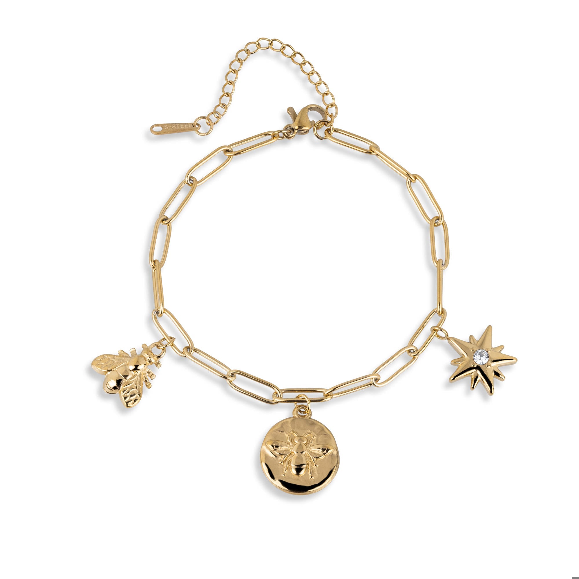 Pulsera de abeja y estrella con cristal 18-23cm