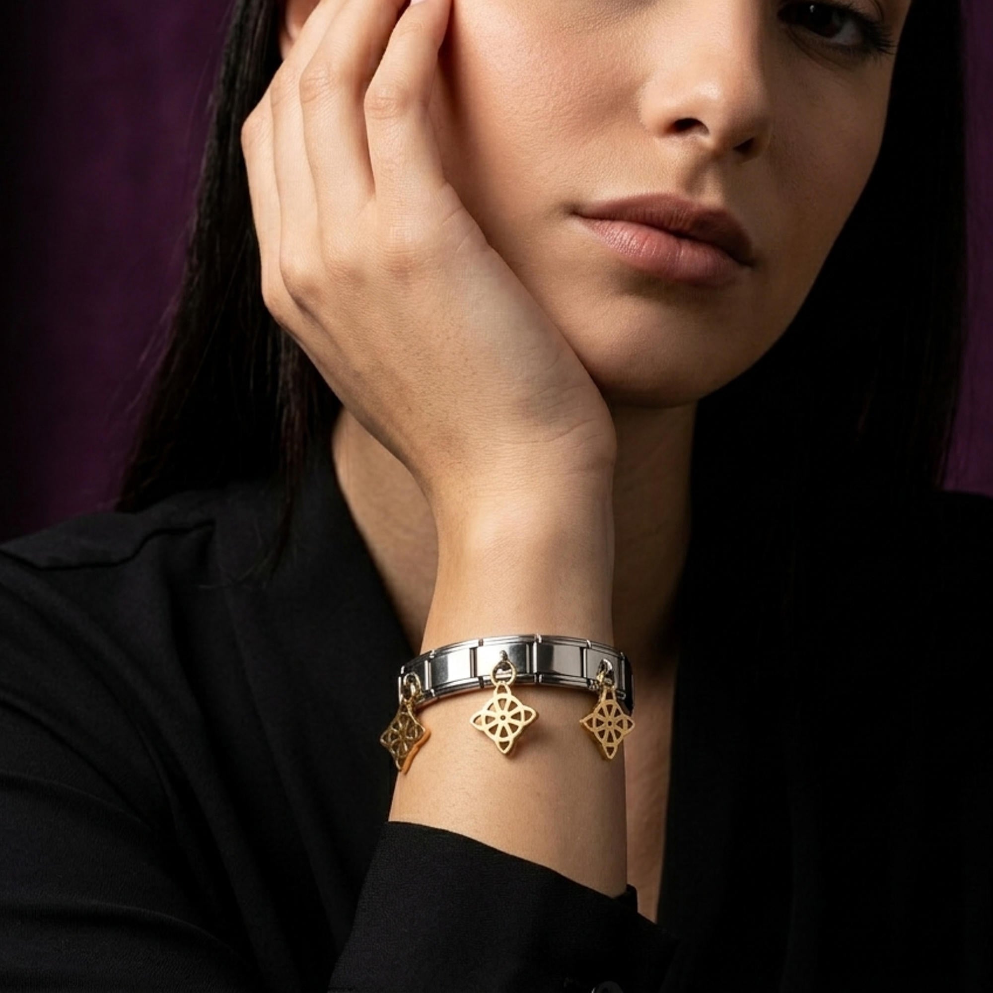 Brazalete ajustable italiano dijes colgantes nudo de bruja 9mm