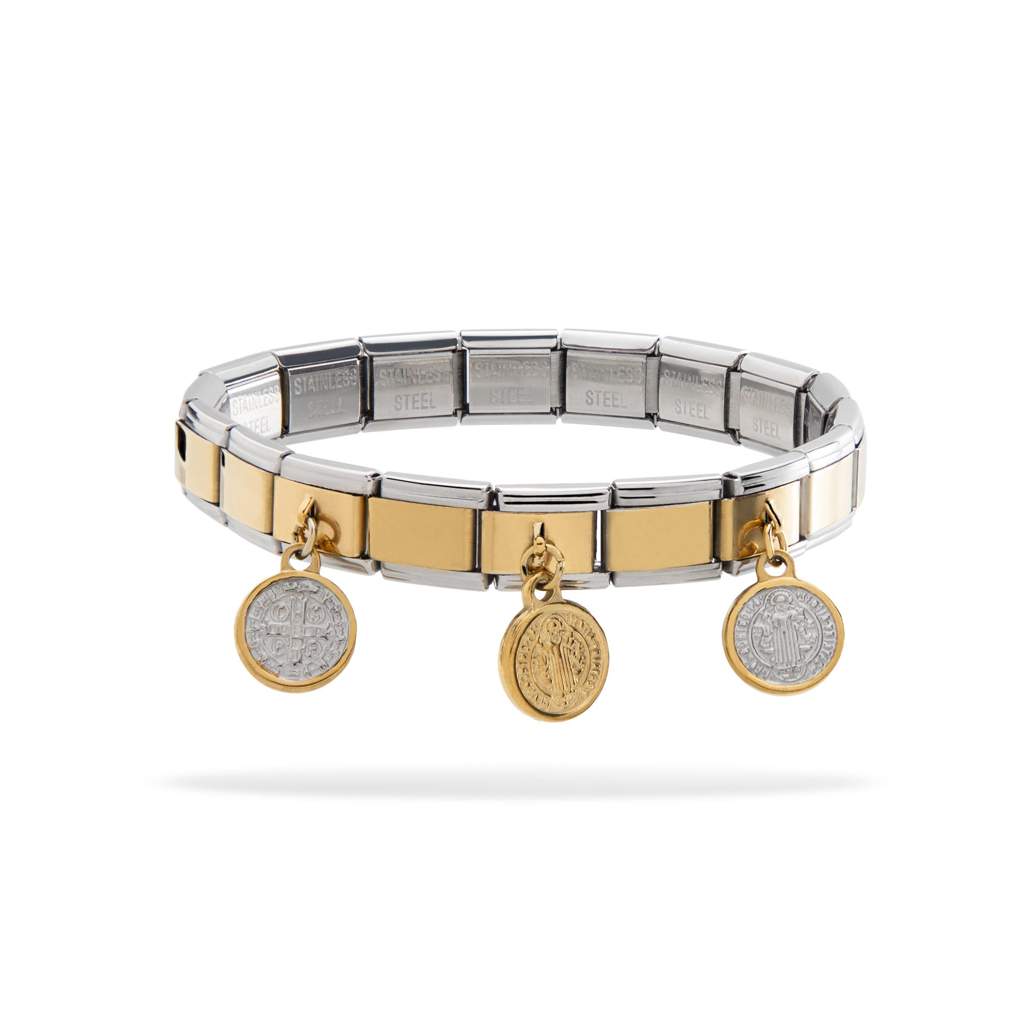 Brazalete ajustable italiano dijes Medalla San Benito colgantes 9mm