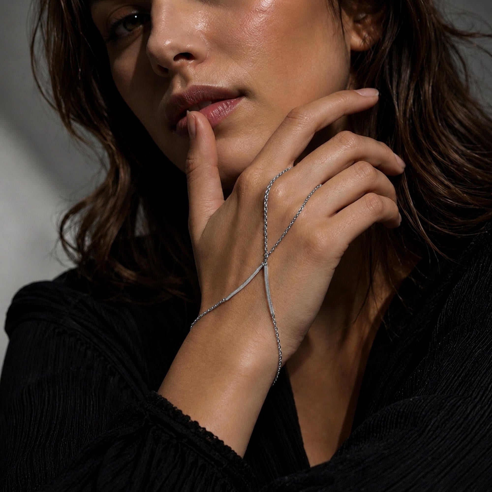 Pulsera eslabon sencillo y anillo enlazado 20-25cm