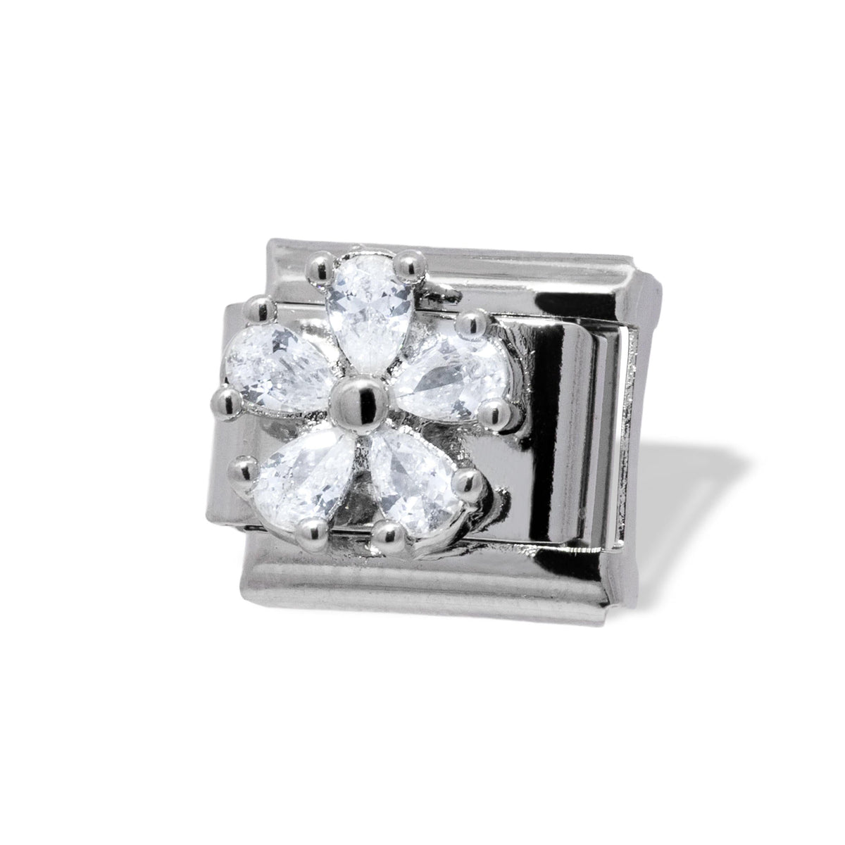 Charm eslabon italiano de flor con cristales 9x10mm