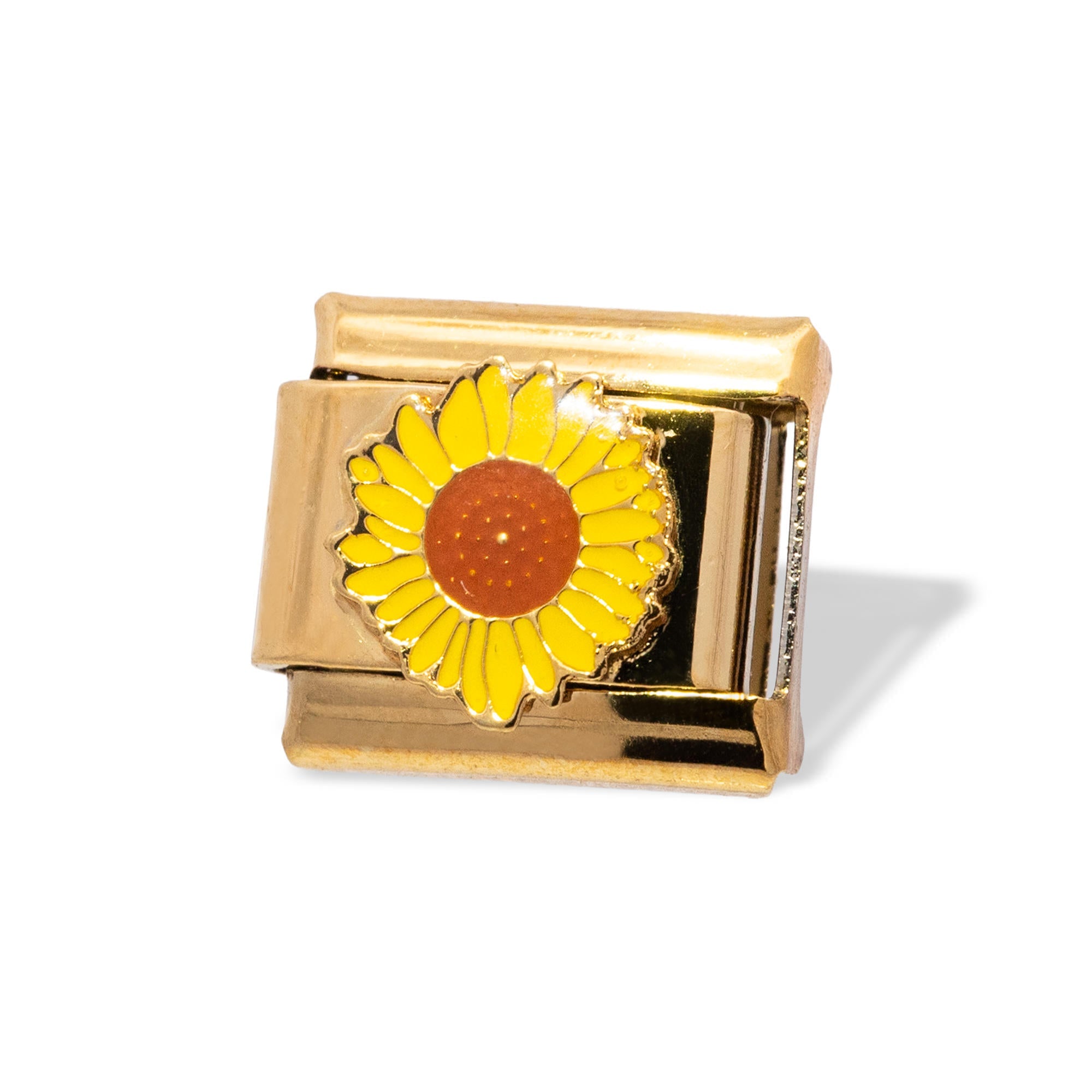Charm eslabon italiano de girasol esmaltado 9x10mm
