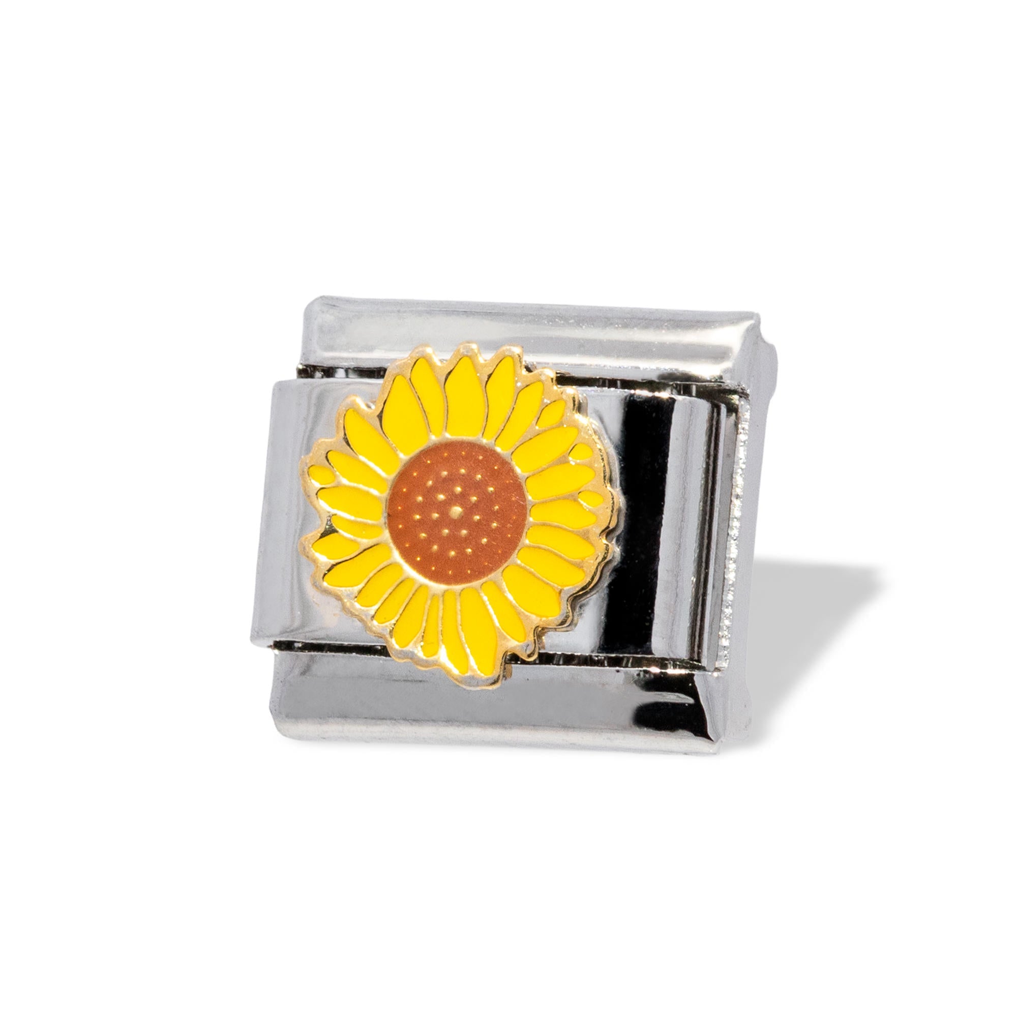 Charm eslabon italiano de girasol esmaltado 9x10mm