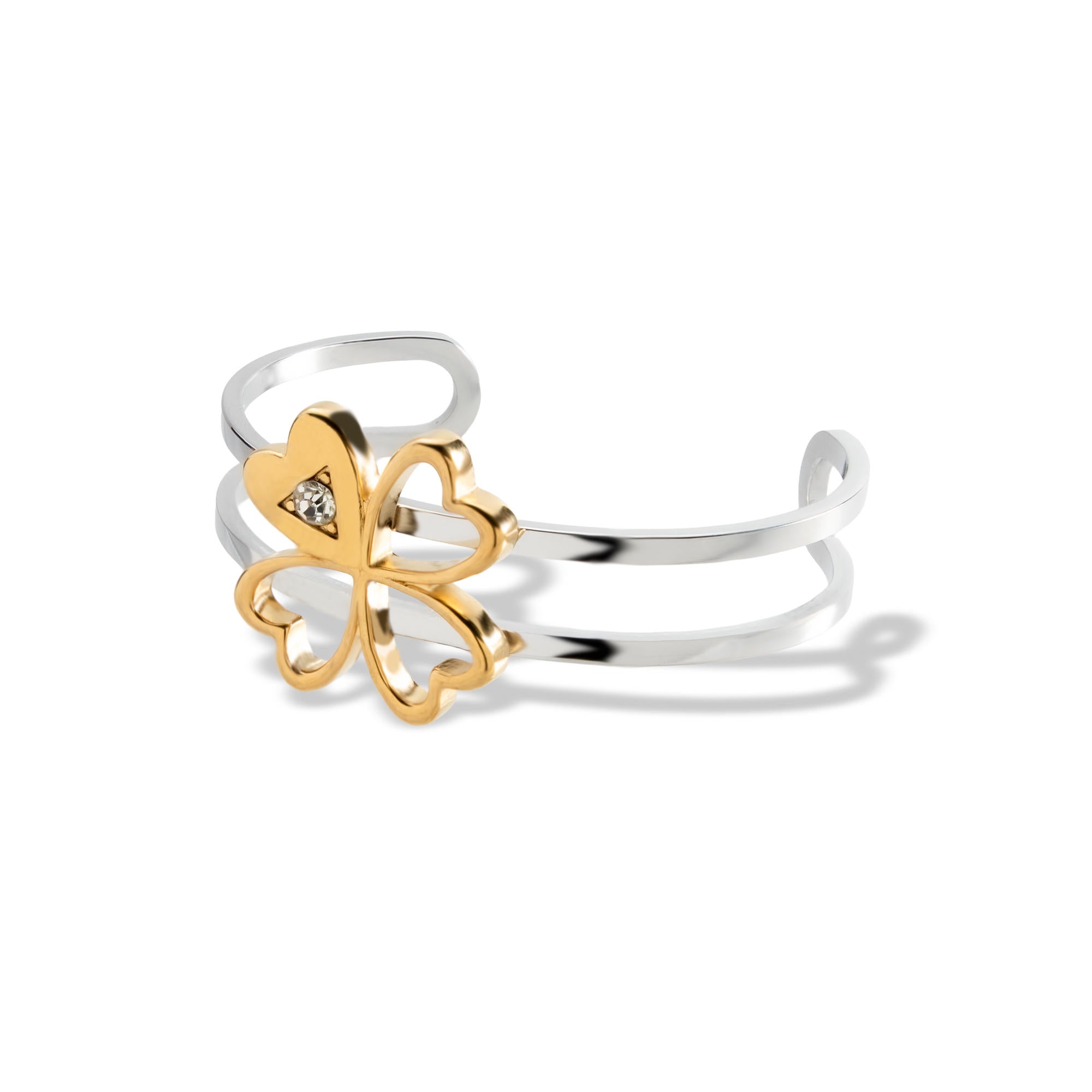 Brazalete silueta de trebol con cristal 7cm