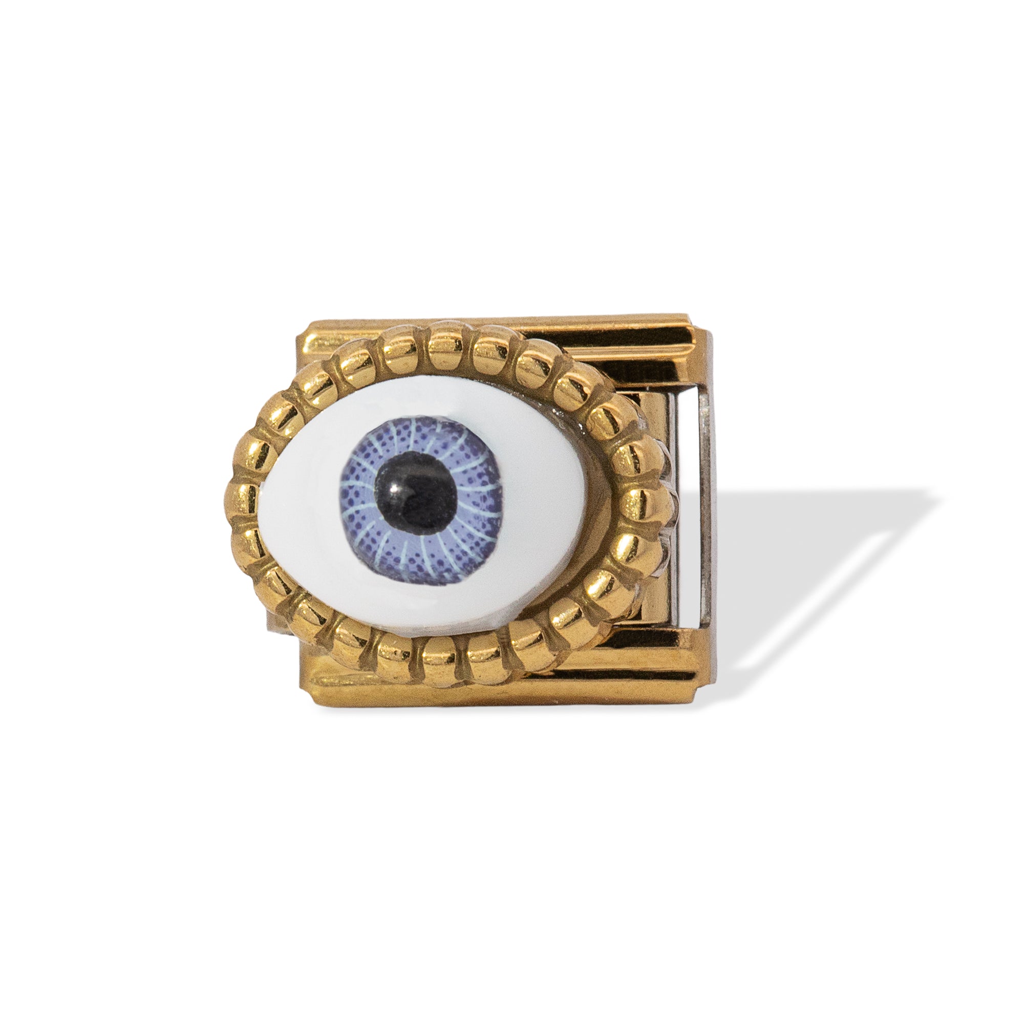 Charms eslabon italiano ojo azul 9x10mm