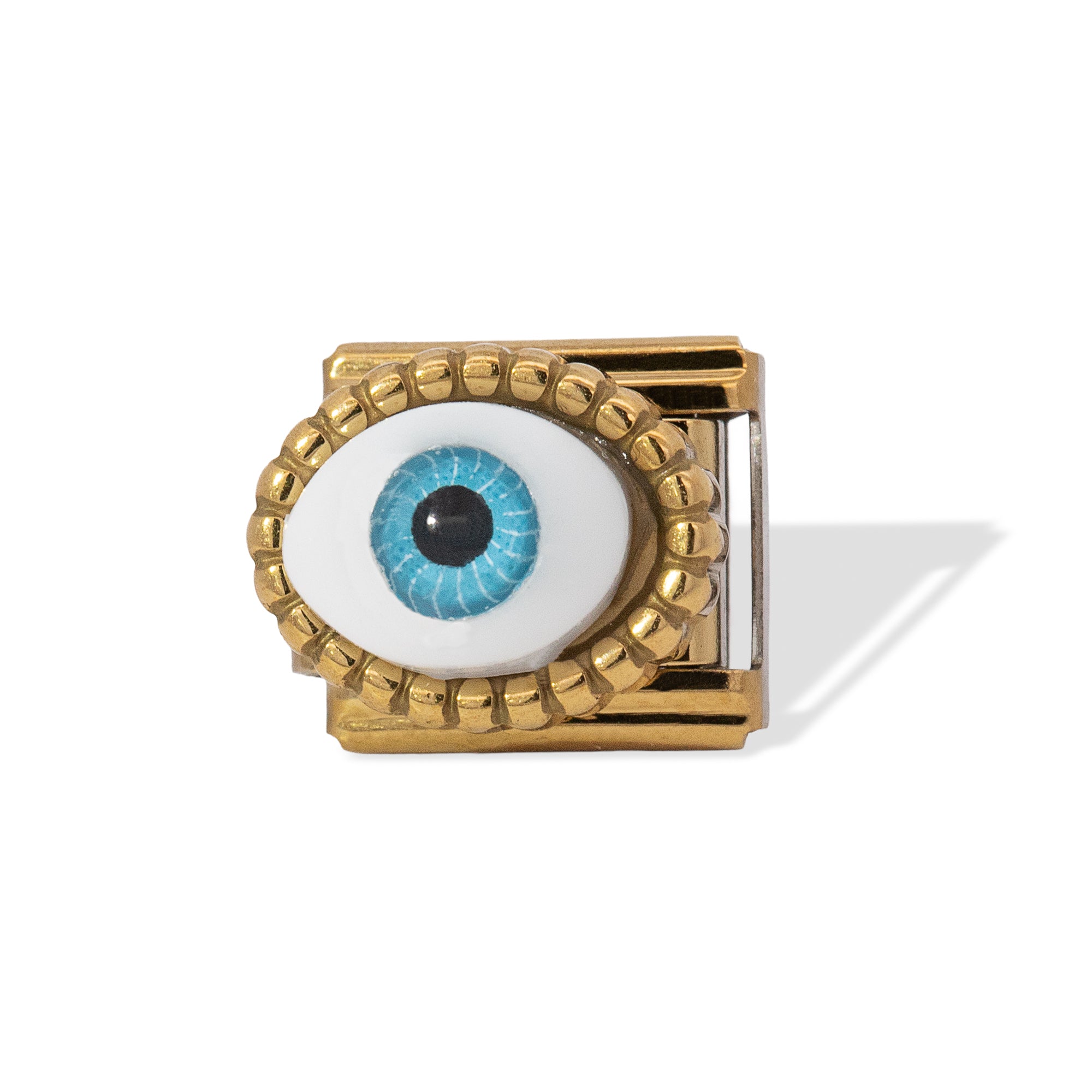 Charms eslabon italiano ojo azul cielo 9x10mm