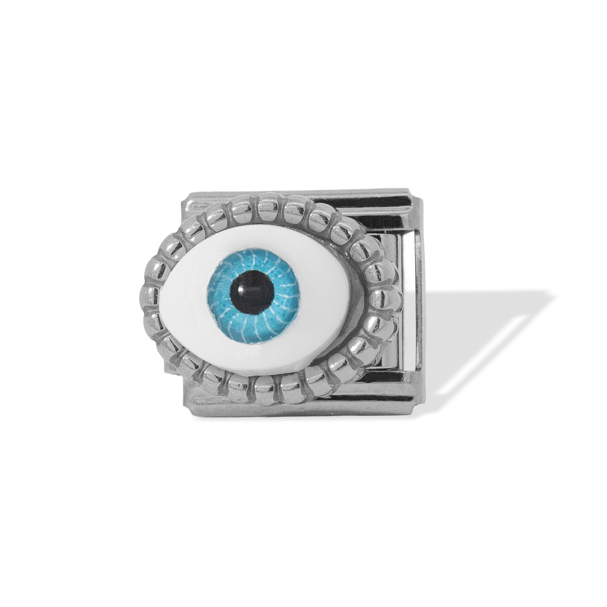 Charms eslabon italiano ojo azul cielo 9x10mm