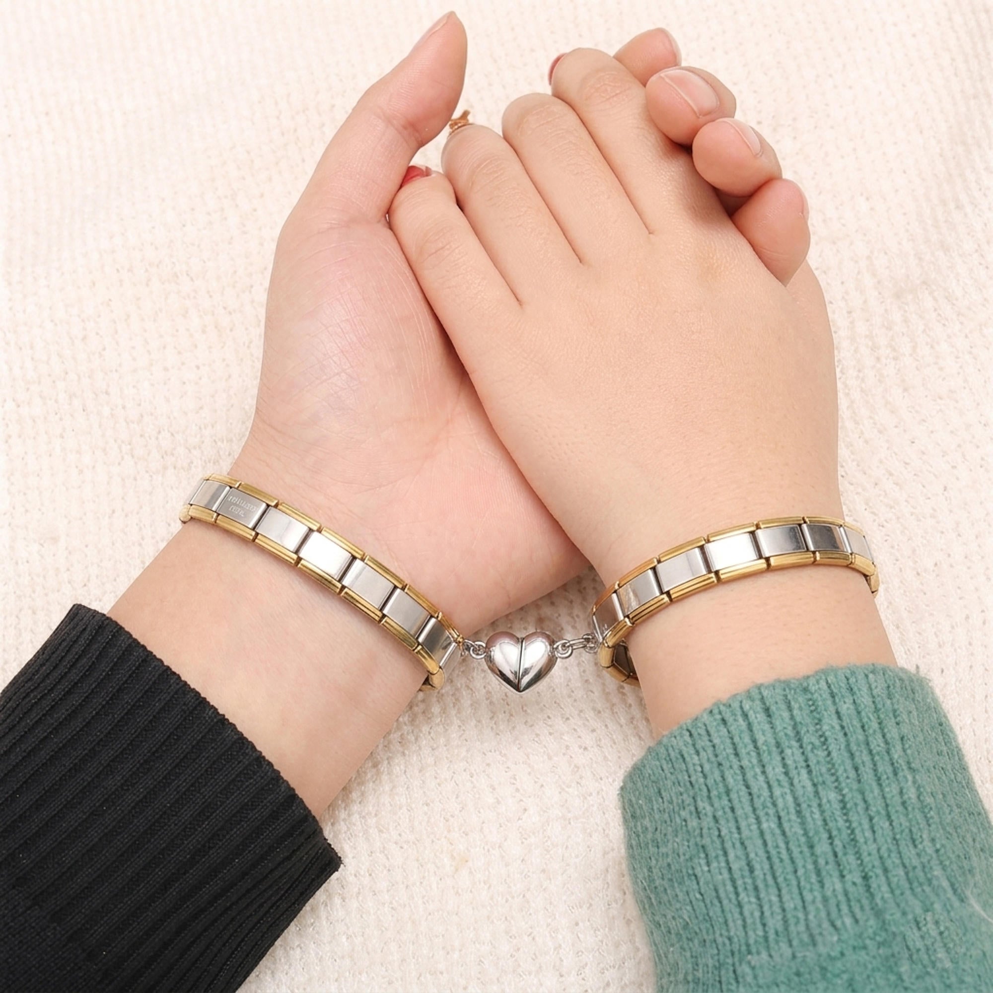 Set brazalete ajustable italiano corazon complementario 9mm
