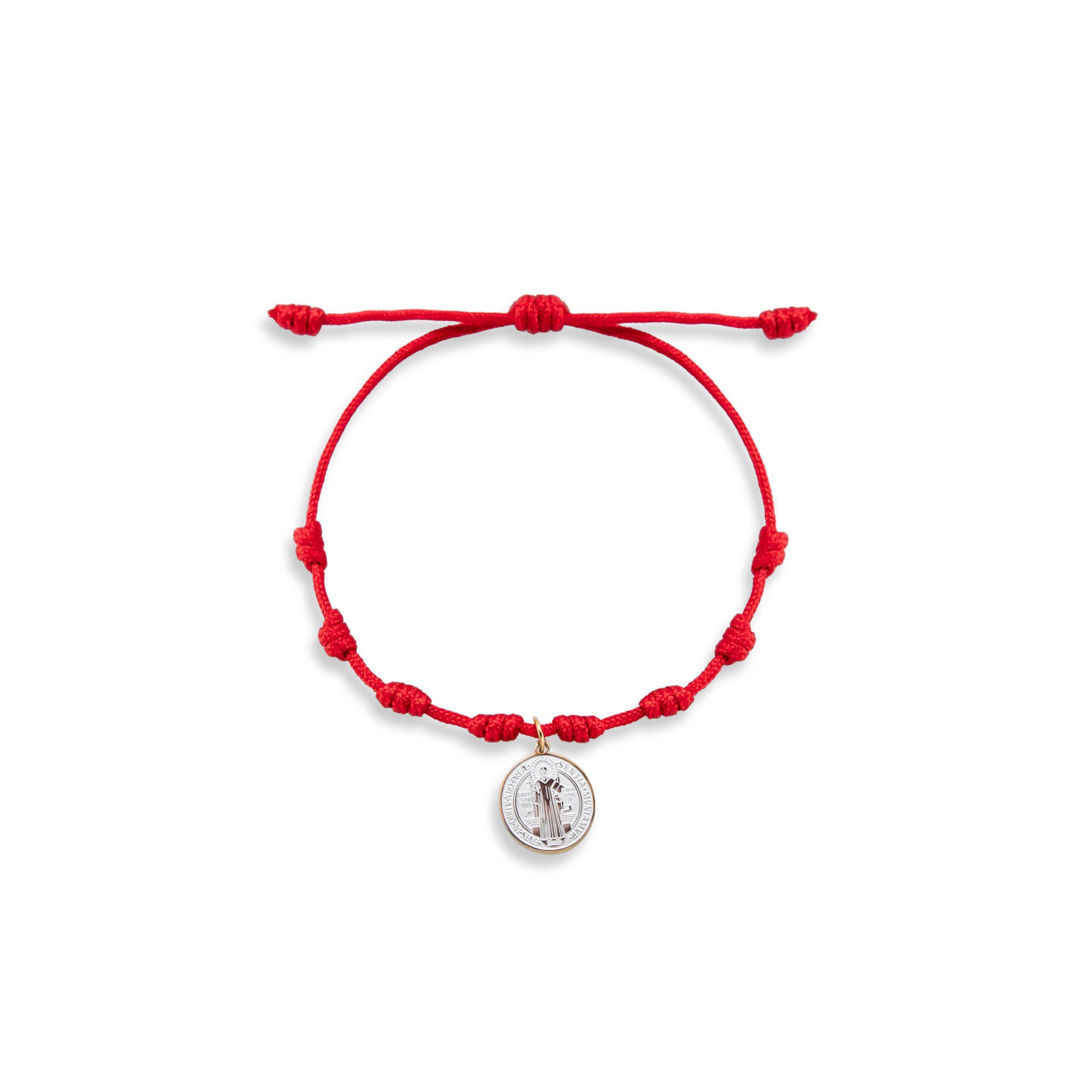 Pulsera ajustable hilo nudos dije colgante San Benito 18mm