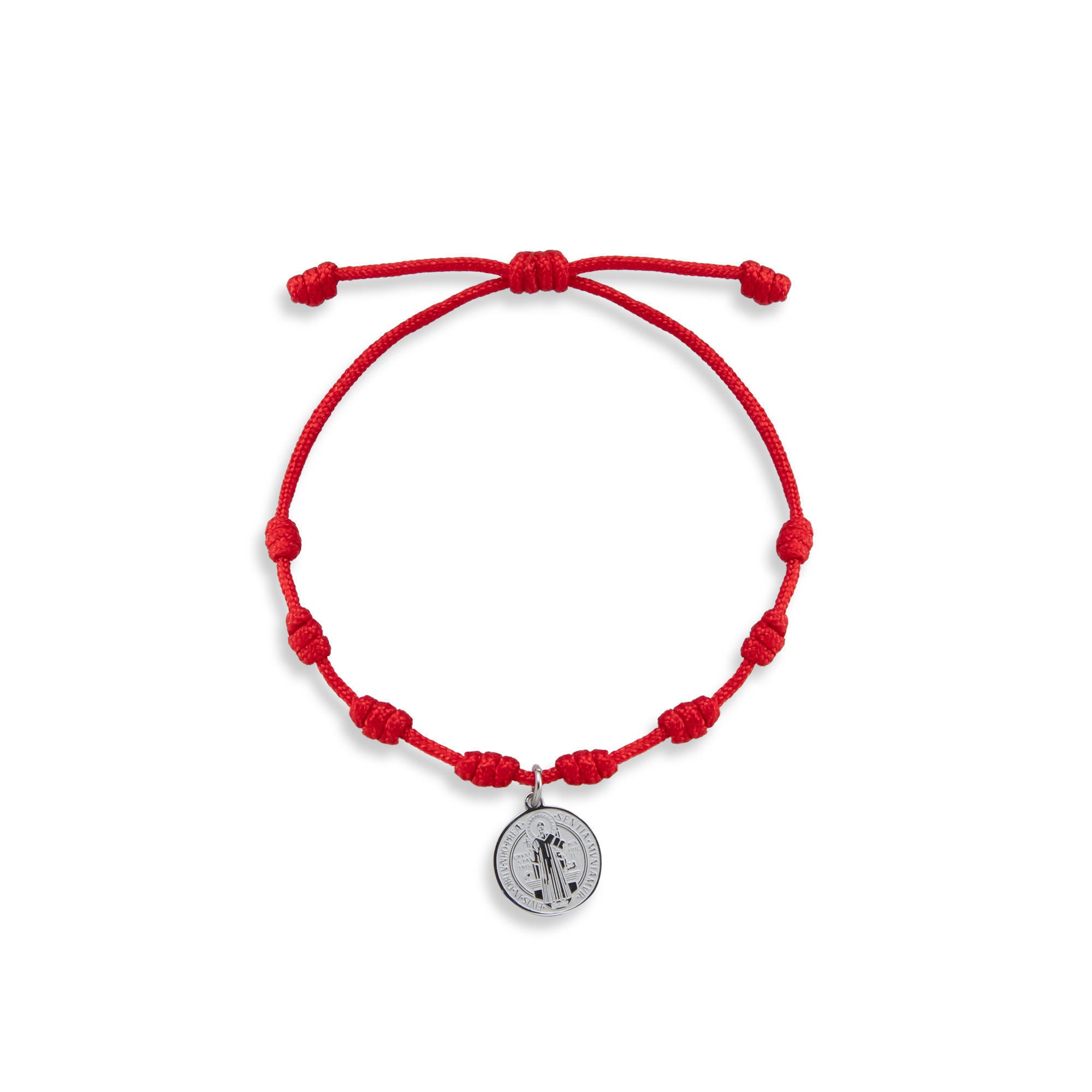 Pulsera ajustable hilo nudos dije colgante San Benito 18mm