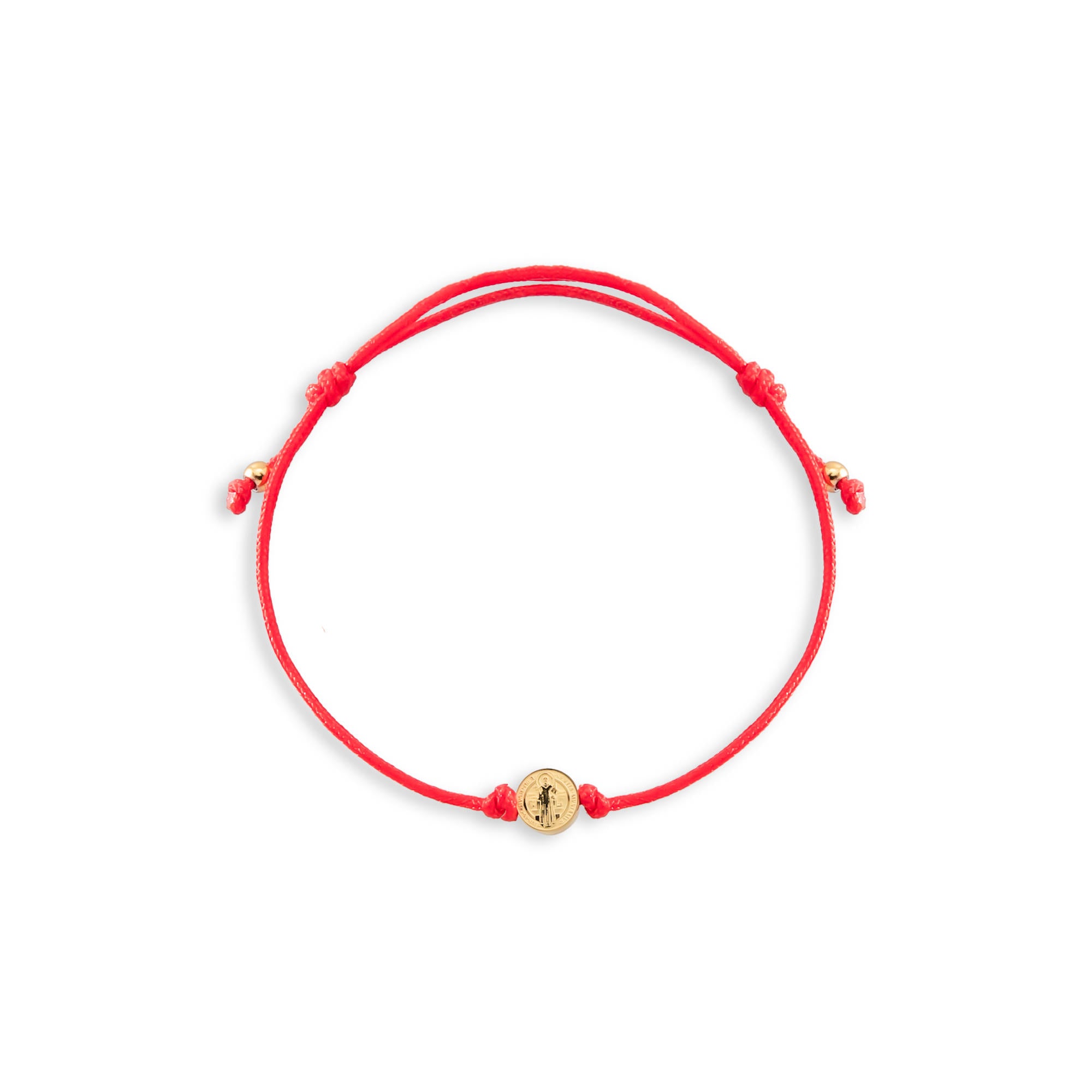 Pulsera de hilo ajustable Medalla San Benito 8mm