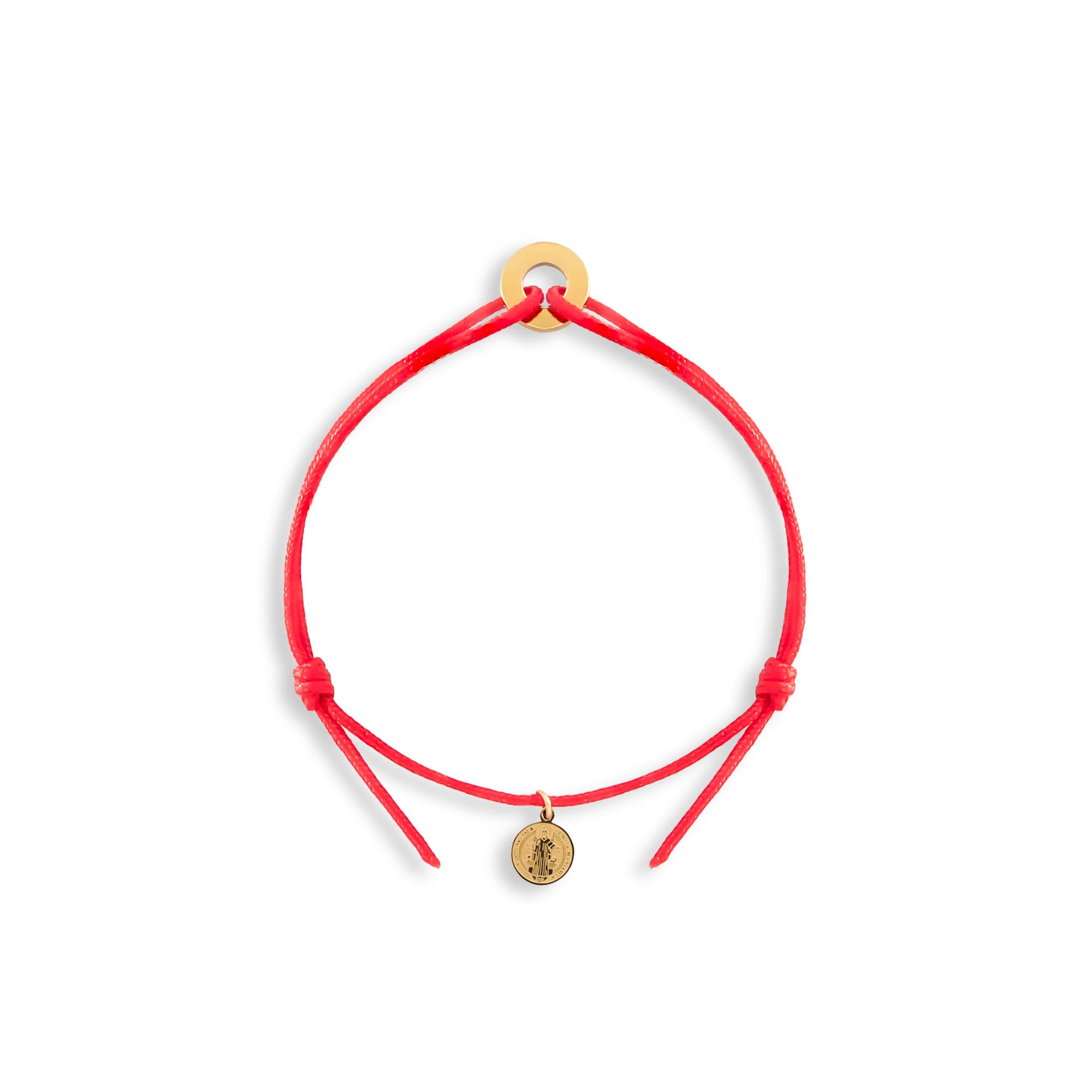 Pulsera de hilo ajustable circular y Medalla de San Benito 12mm