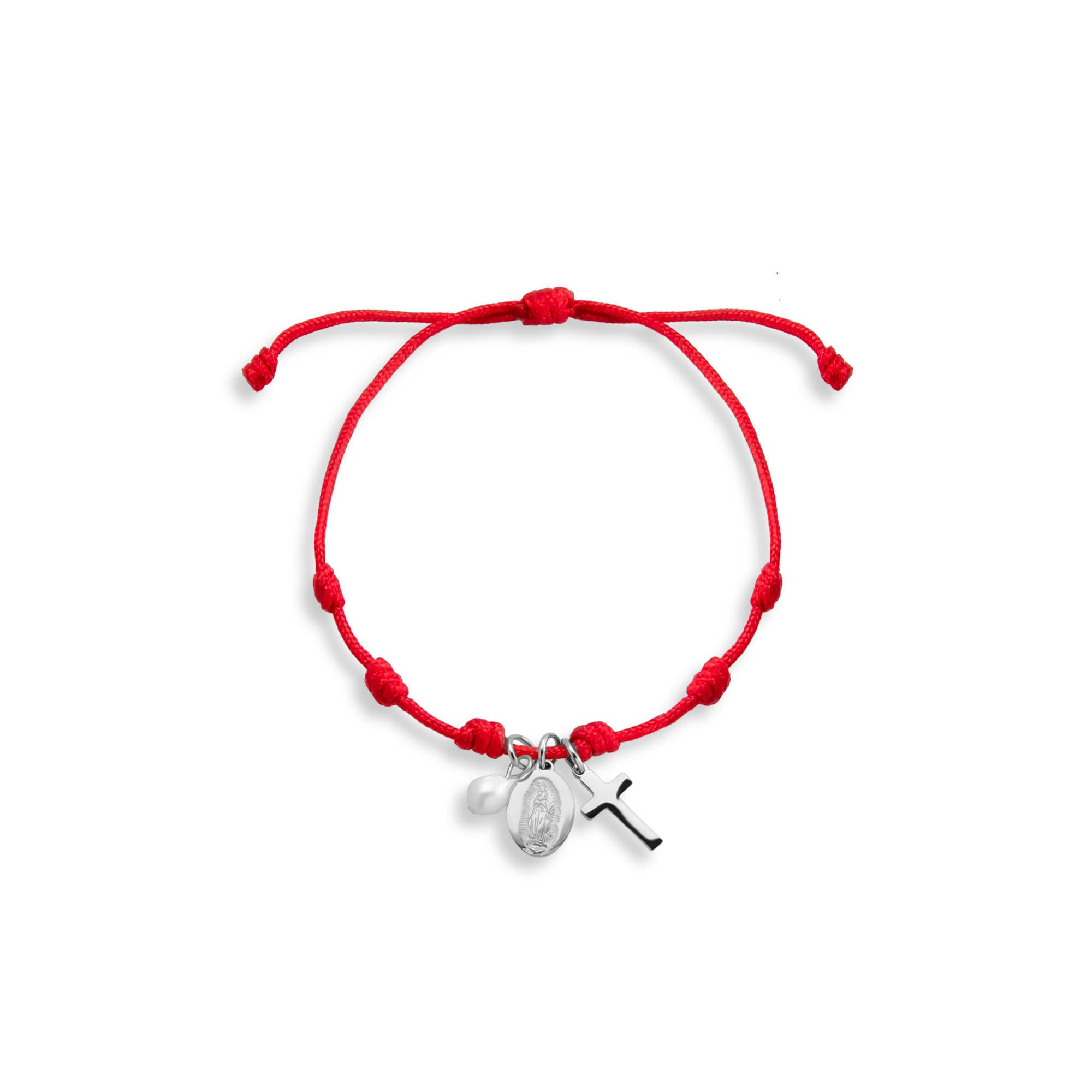 Pulsera ajustable hilo nudos dije colgantes Virgen Guadalupe 13-18mm