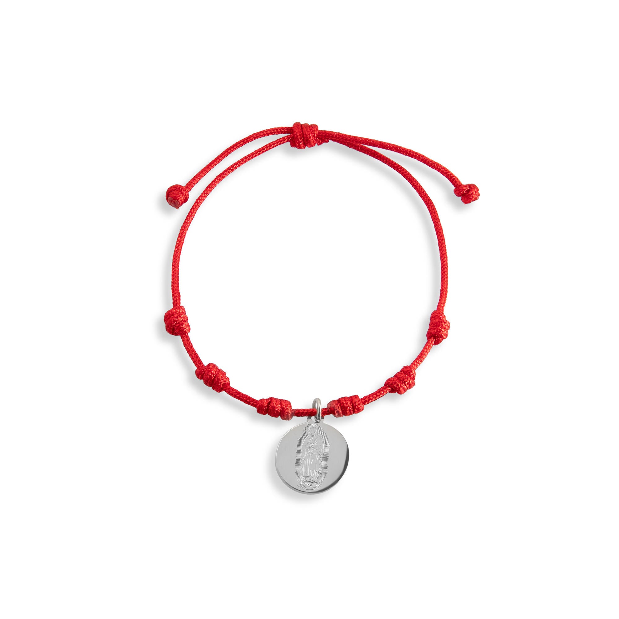 Pulsera ajustable de hilo nudos dije Virgen de Guadalupe colgante 20mm